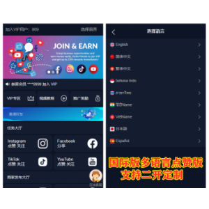 外贸版国际版多语言点赞抖音分享点赞任务平台源码（10种语言）